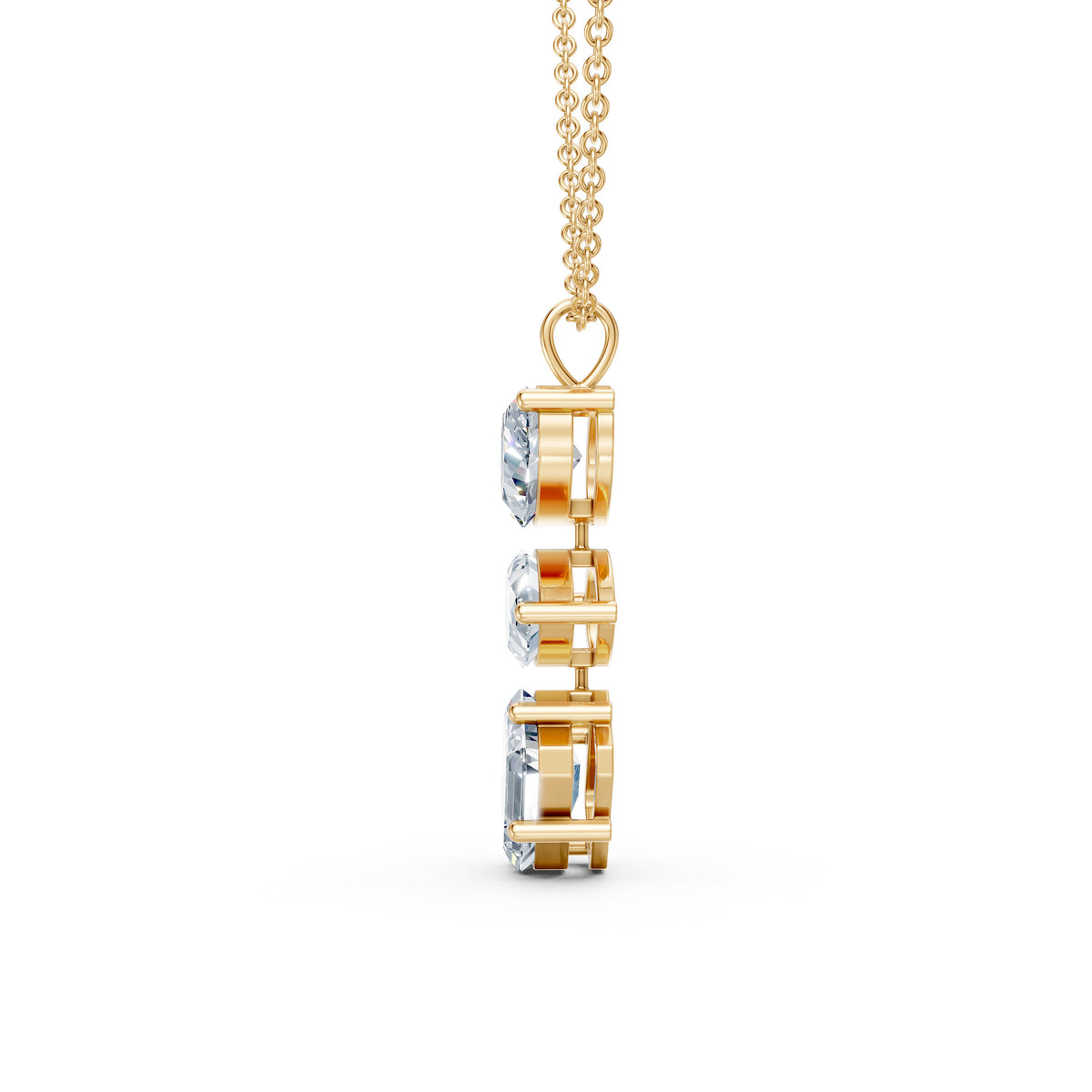 Vertical Three Stone Drop Pendant