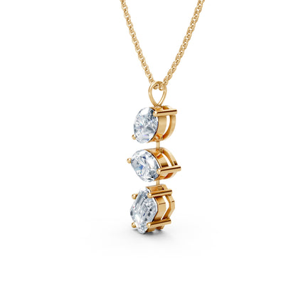 Vertical Three Stone Drop Pendant