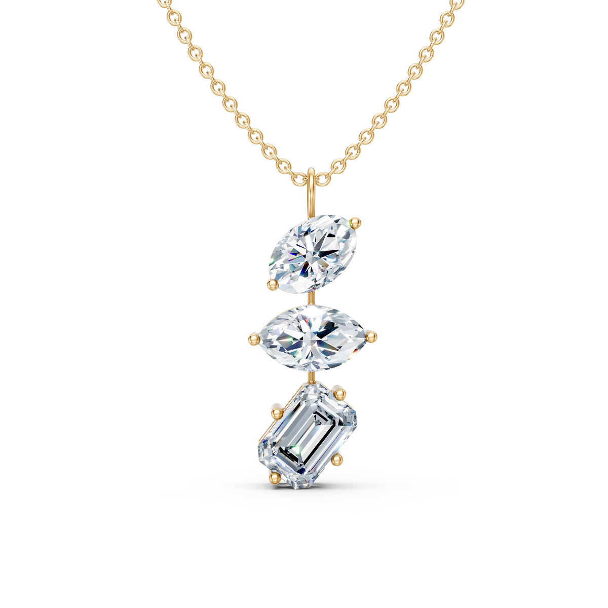 Vertical Three Stone Drop Pendant