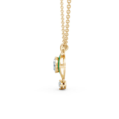 Oval Solitaire Green Enamel Evil Eye Pendant