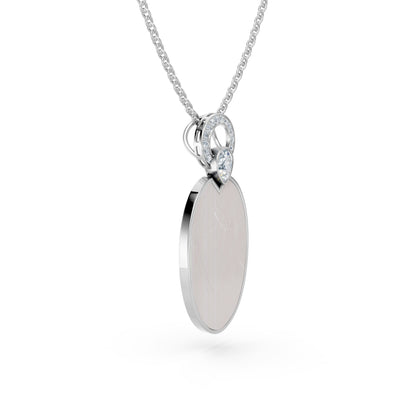 Minimal Oval Plate Pendant With Diamond Accent