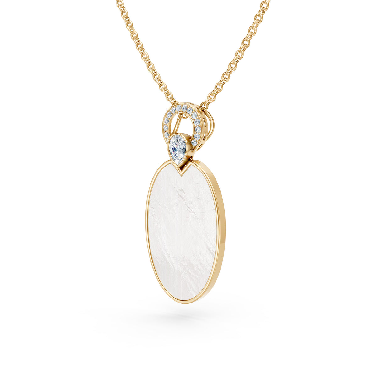 Minimal Oval Plate Pendant With Diamond Accent