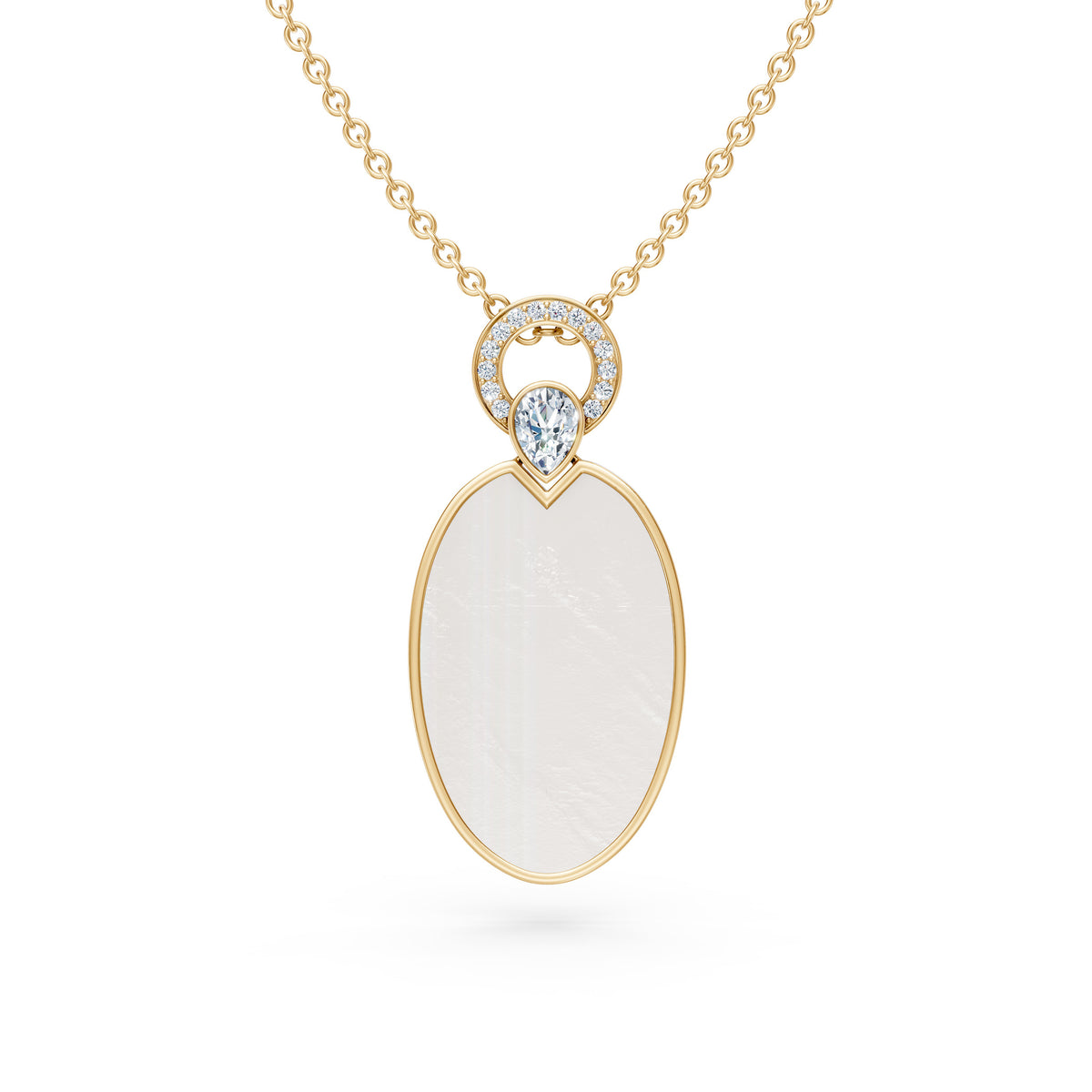 Minimal Oval Plate Pendant With Diamond Accent