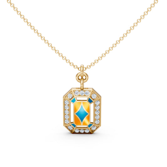 Geometric Enamel Diamond Pendant