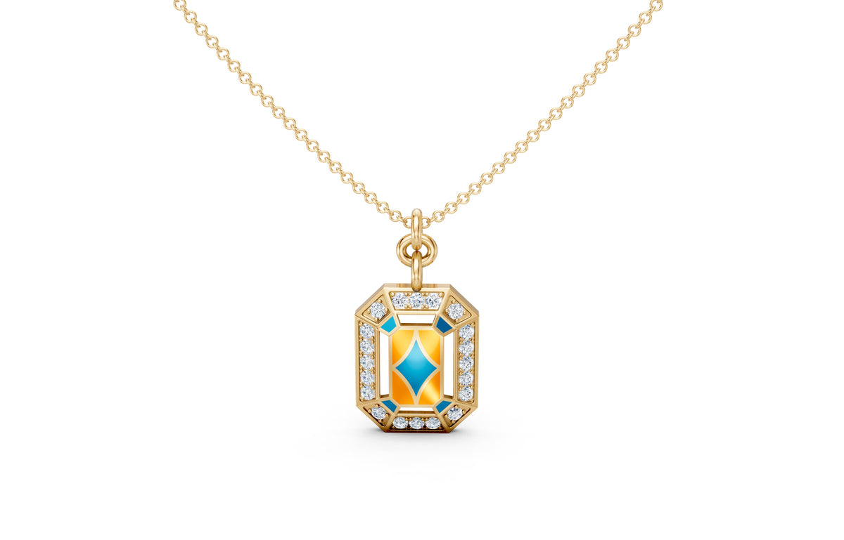 Geometric Enamel Diamond Pendant