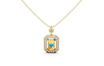 Geometric Enamel Diamond Pendant