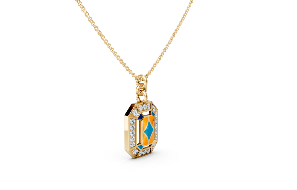 Geometric Enamel Diamond Pendant