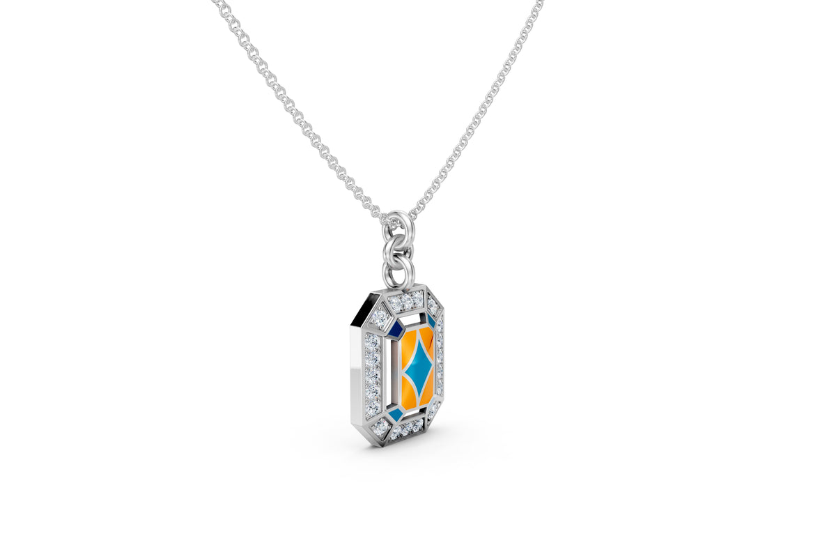 Geometric Enamel Diamond Pendant