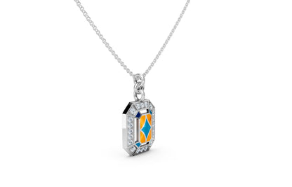 Geometric Enamel Diamond Pendant