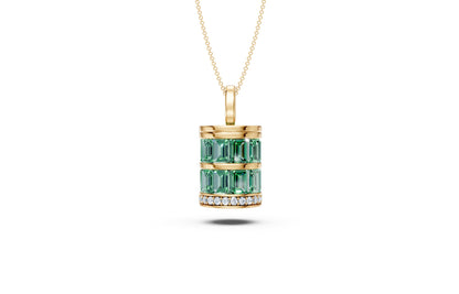 Layered Baguette Diamond Cylinder Pendant
