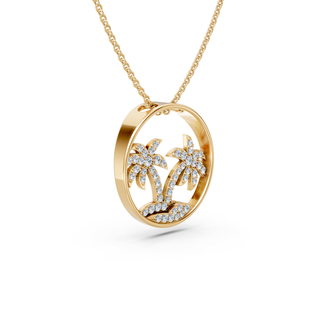 Island Style Diamond Palm Pendant