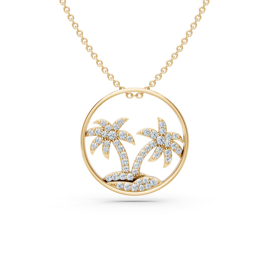 Island Style Diamond Palm Pendant