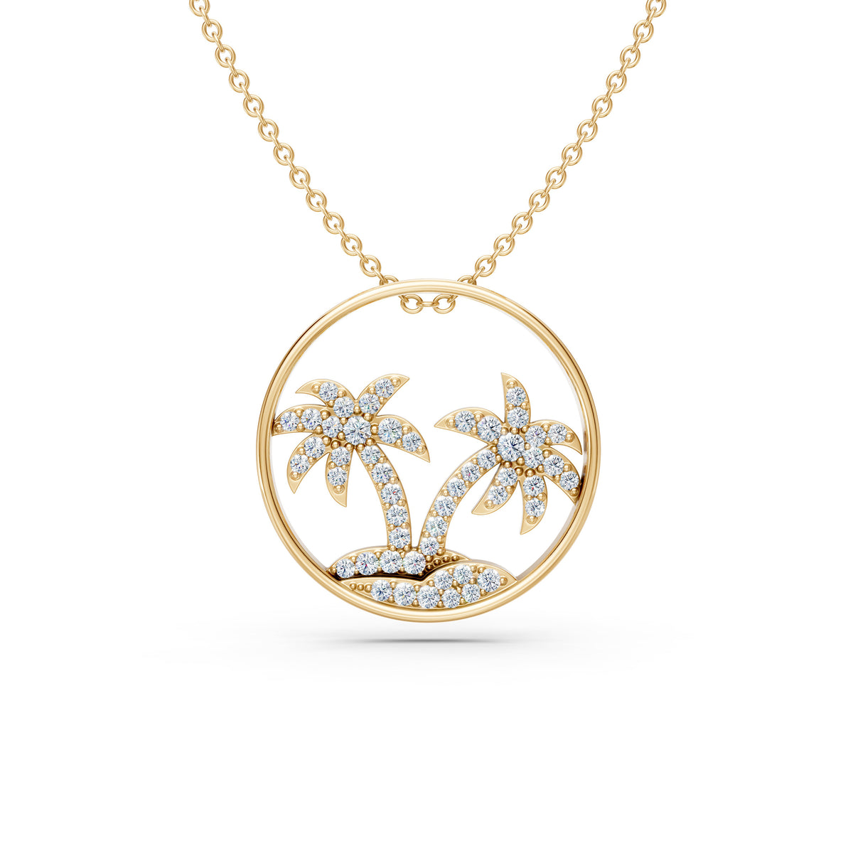 Island Style Diamond Palm Pendant