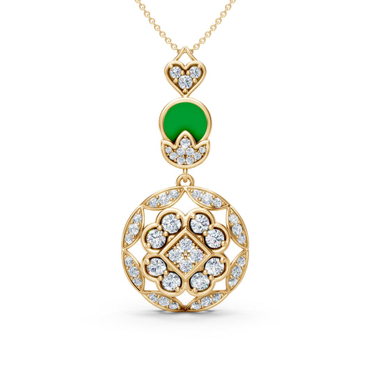 Geometric Diamond Pendant With Enamel Detail