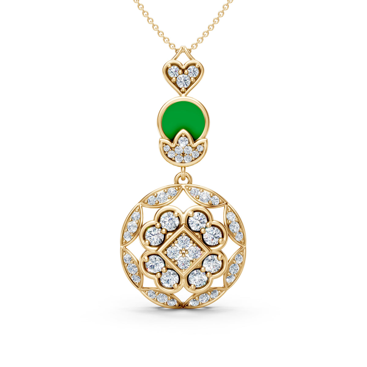 Geometric Diamond Pendant With Enamel Detail