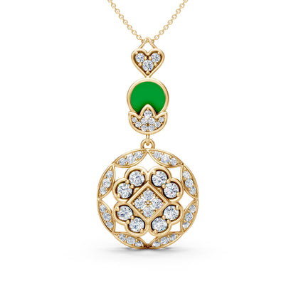 Geometric Diamond Pendant With Enamel Detail