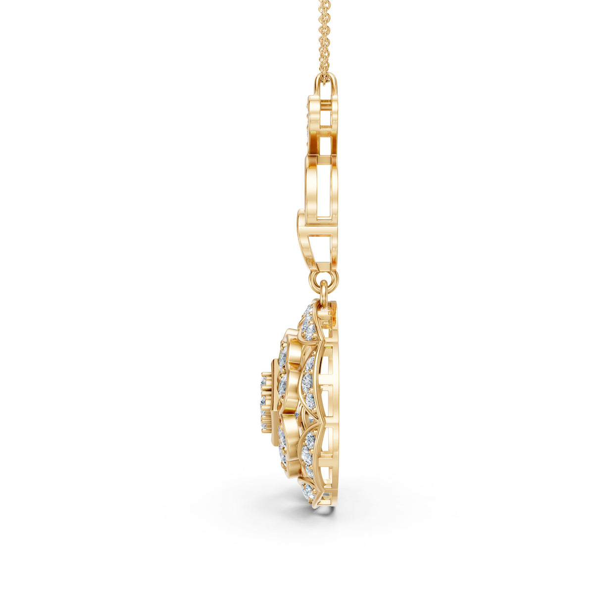 Geometric Diamond Pendant With Enamel Detail