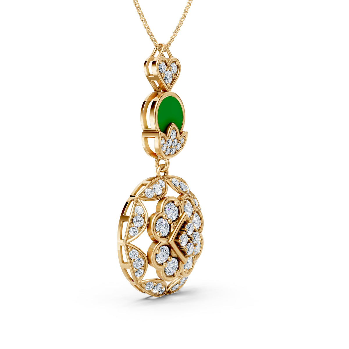 Geometric Diamond Pendant With Enamel Detail