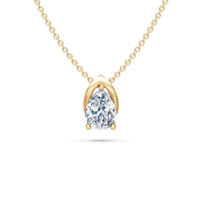 Minimal Pear and Round Diamond Medallion Pendant