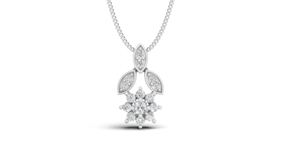 Diamond Flower & Marquise Leaf Pendant