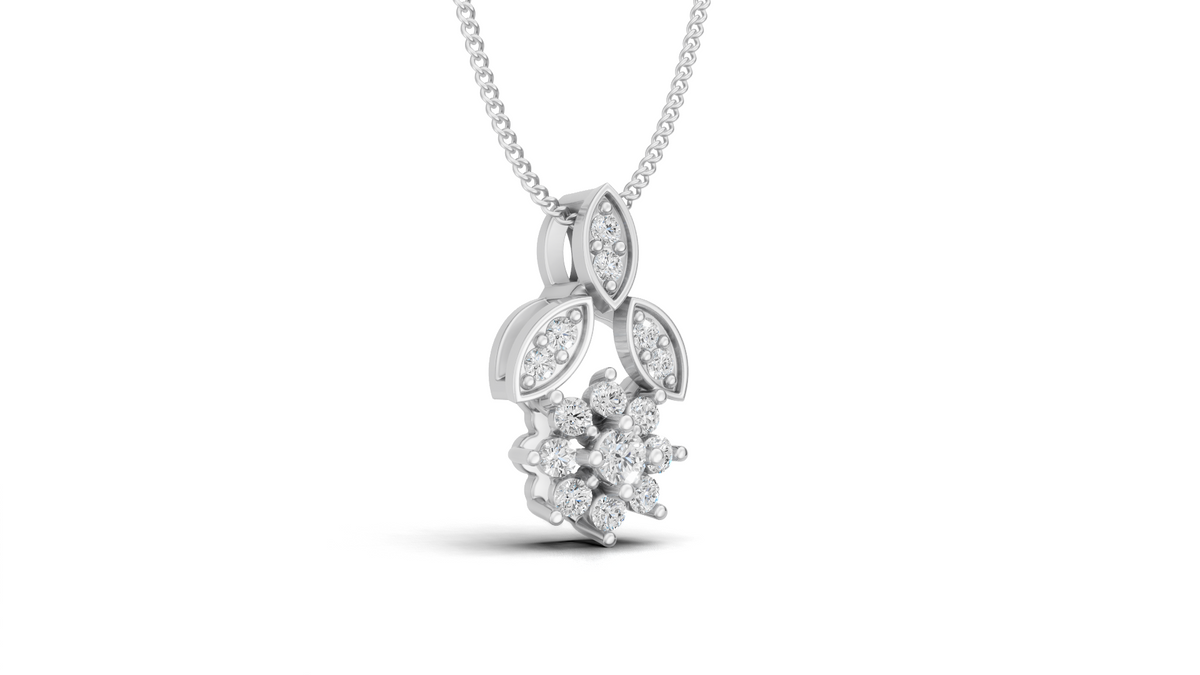 Diamond Flower & Marquise Leaf Pendant