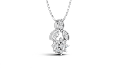 Diamond Flower & Marquise Leaf Pendant