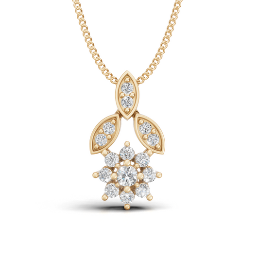 Diamond Flower & Marquise Leaf Pendant