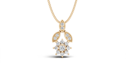 Diamond Flower & Marquise Leaf Pendant