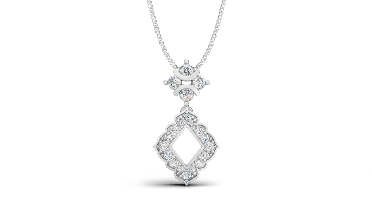 Diamond Scallop Moroccan Drop Pendant