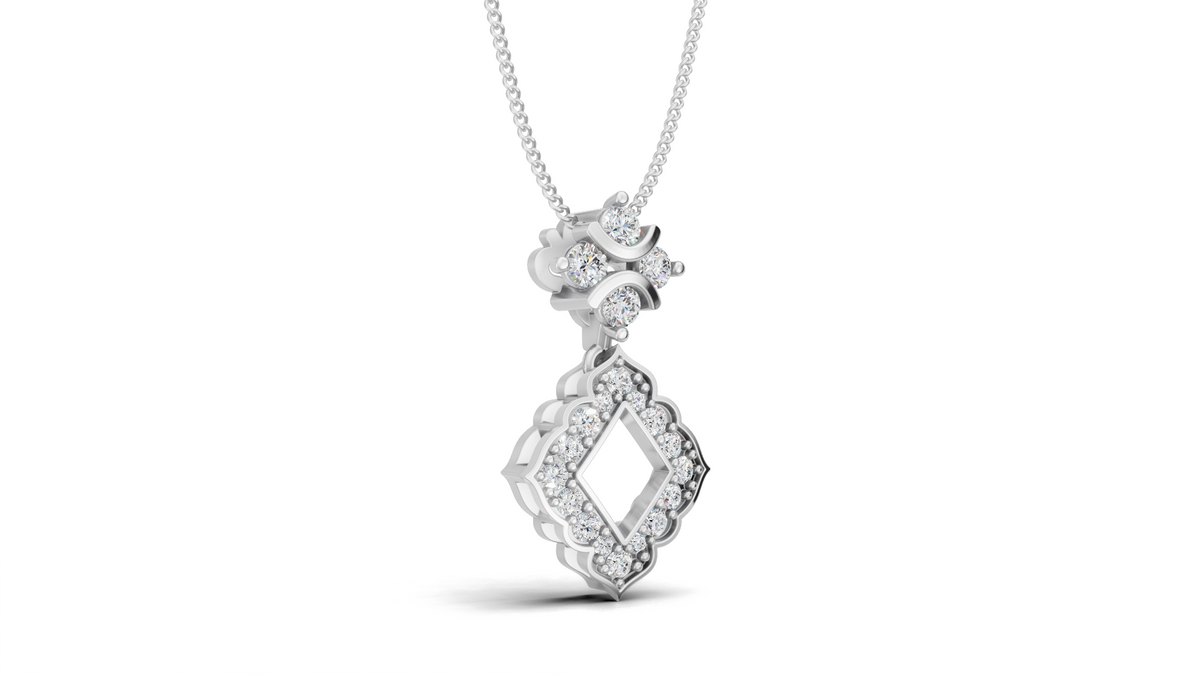 Diamond Scallop Moroccan Drop Pendant