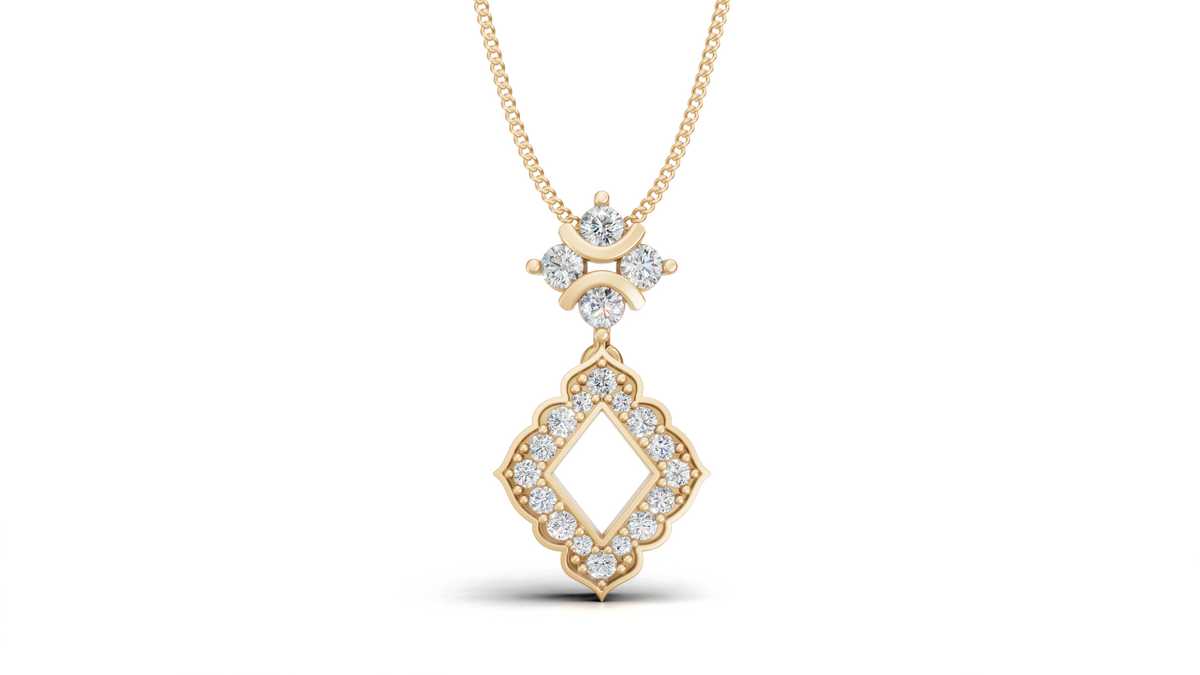Diamond Scallop Moroccan Drop Pendant