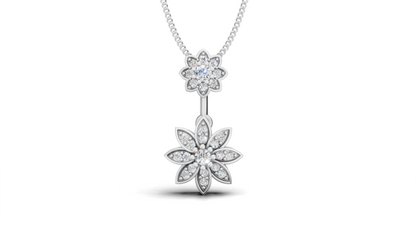Diamond Double Floral Drop Pendant