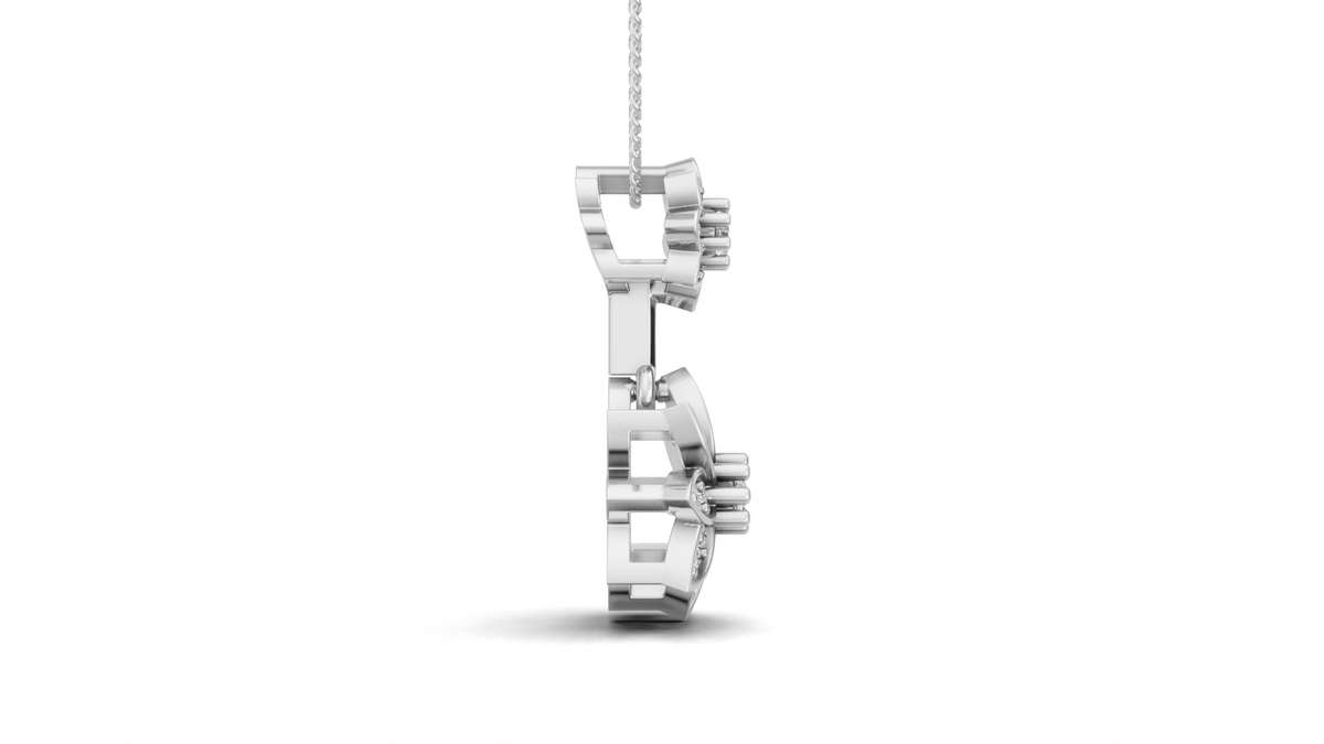 Diamond Double Floral Drop Pendant