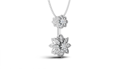 Diamond Double Floral Drop Pendant