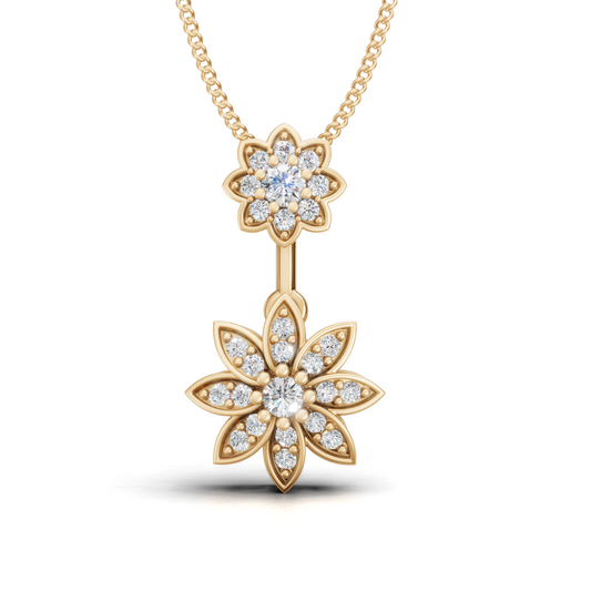 Diamond Double Floral Drop Pendant