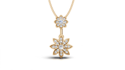 Diamond Double Floral Drop Pendant