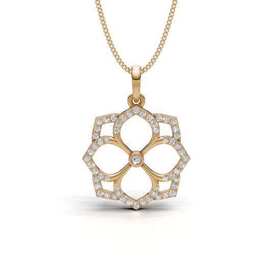 Diamond Open Lattice Floral Pendant