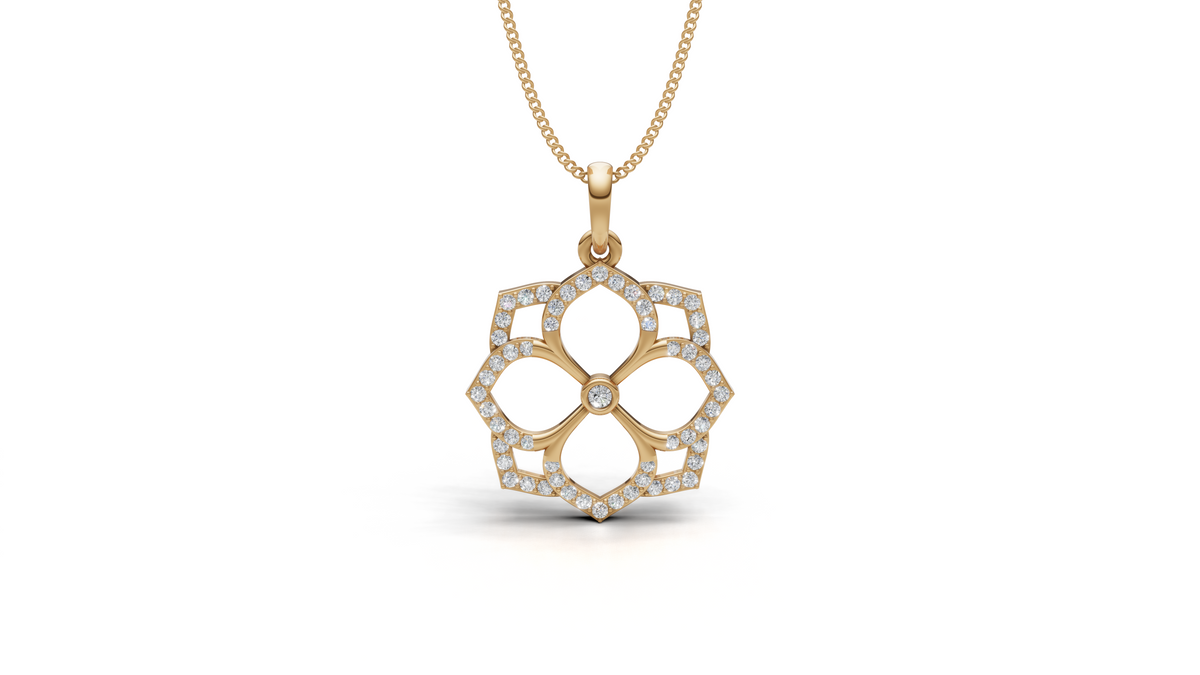 Diamond Open Lattice Floral Pendant