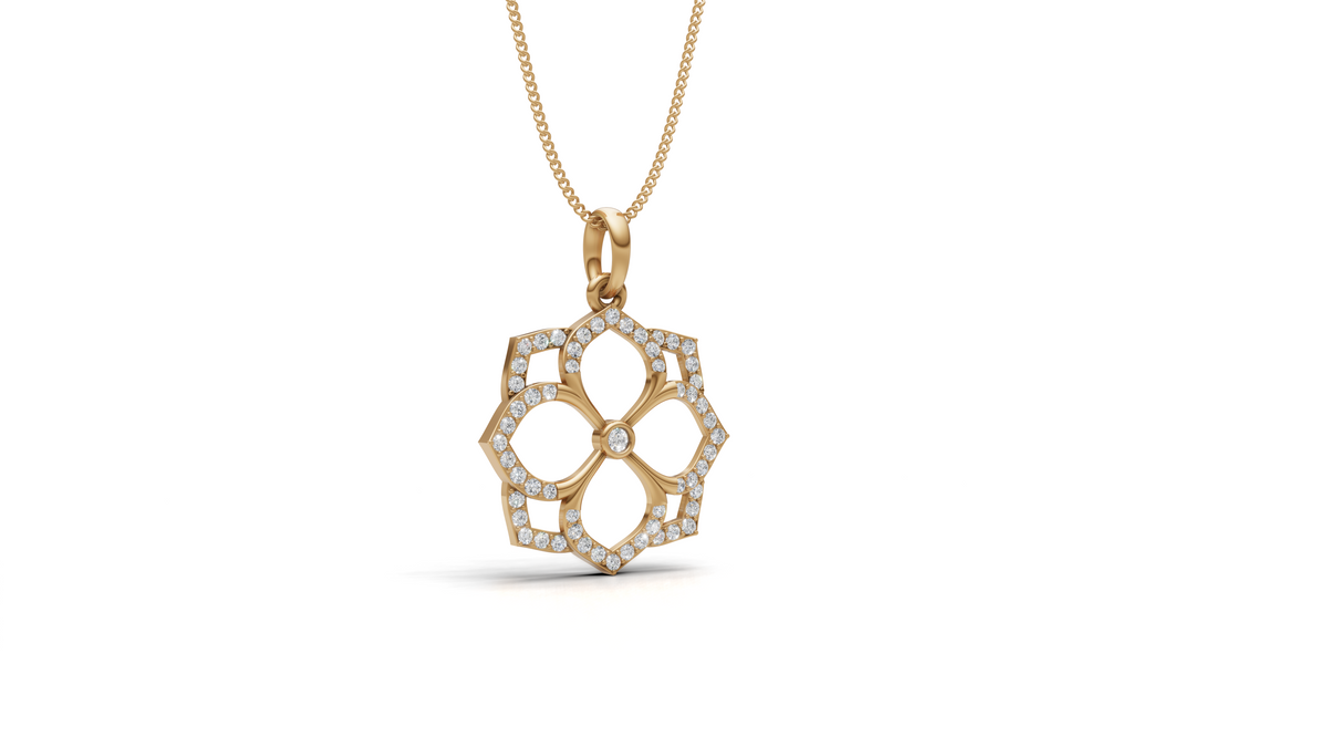 Diamond Open Lattice Floral Pendant