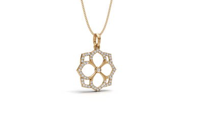 Diamond Open Lattice Floral Pendant