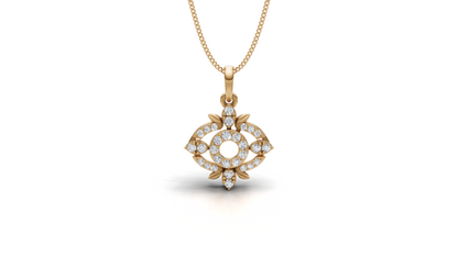 Diamond Evil Eye & Leaf Pendant