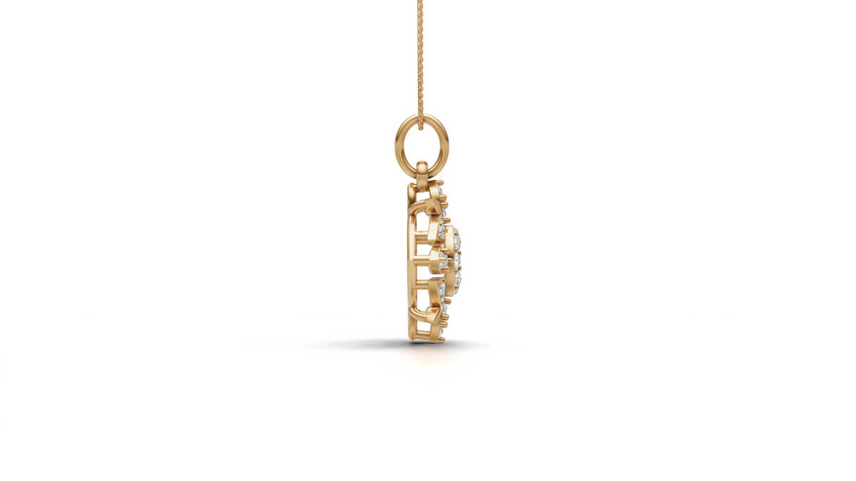 Diamond Evil Eye & Leaf Pendant