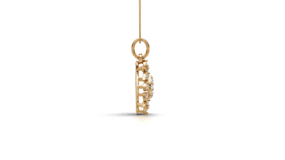Diamond Evil Eye & Leaf Pendant