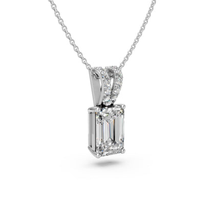 Emerald Cut Solitaire Diamond Bail Pendant
