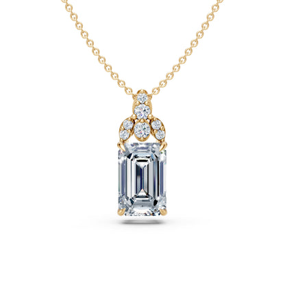 Sunburst Round and Emerald Diamond Medallion Pendant