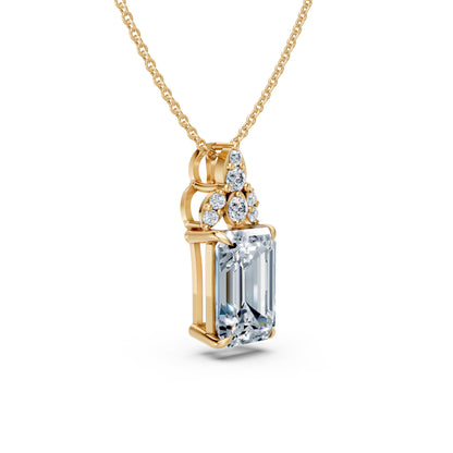 Sunburst Round and Emerald Diamond Medallion Pendant