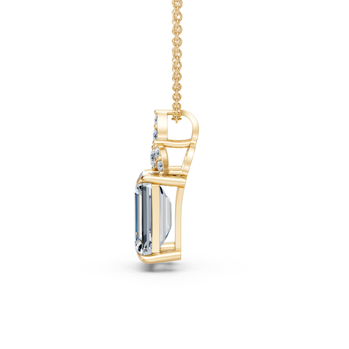 Sunburst Round and Emerald Diamond Medallion Pendant