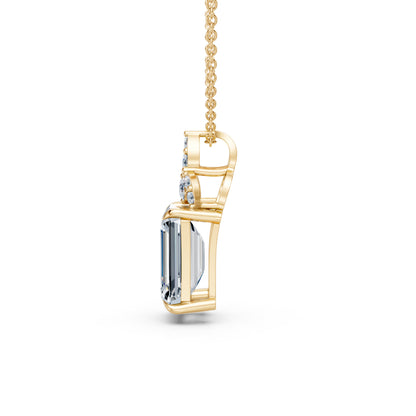 Sunburst Round and Emerald Diamond Medallion Pendant
