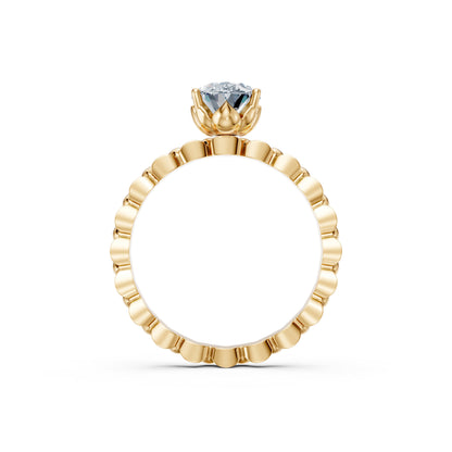 Oval Solitaire Scallop Band Ring