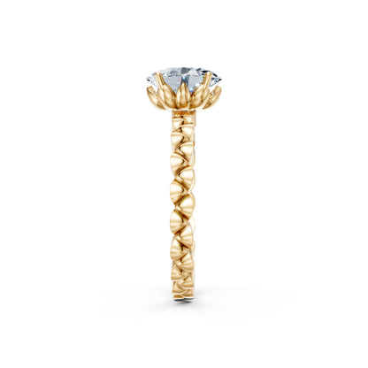 Oval Solitaire Scallop Band Ring